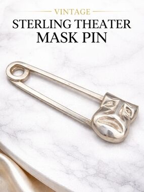 Vintage Sterling‎ theater mask pin
